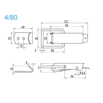 Grenouillères acier zingué 4/80 Trou pour rivet 5,0 mm - 50 pièces-Lire la description