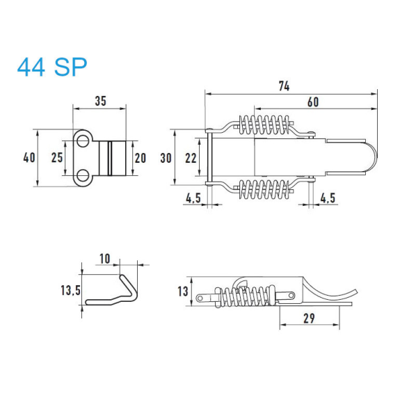 Grenouillères A2 44 SP Trou pour rivet 5,2 mm - 50 pièces-Lire la description