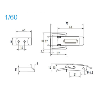 Grenouillères A2 1/60 Trou pour rivet 4,1 mm - 100 pièces-Lire la description