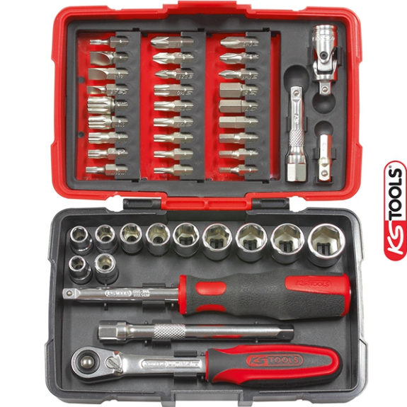 Coffret de douilles cliquet 72 dents extra-plat KSTOOLS 1/4"-Lire la description