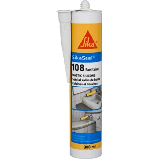 Mastic sanitaire fongicide Sanisil seal 108  "524946" de 300 ml - Blanc-Lire la description