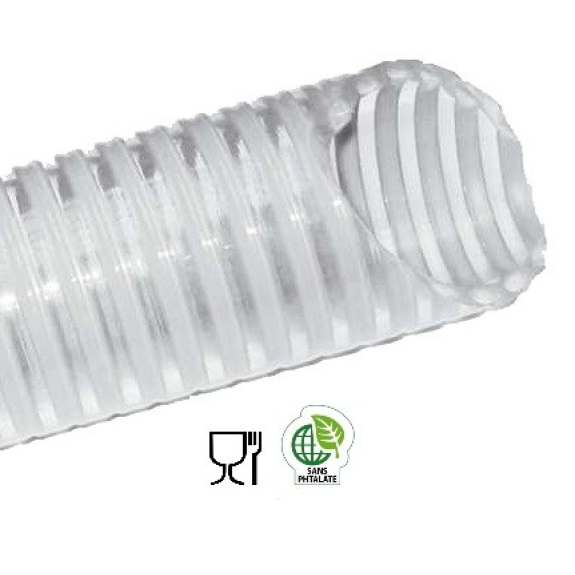 Tuyau opal sans phtalate  pvc à spirale renforcé de 40  7 bars-Lire la description