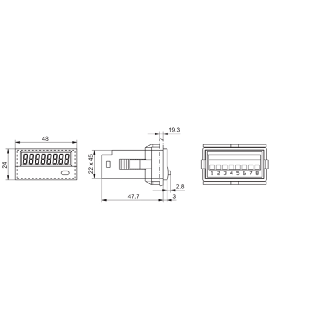 Compt. total. 8dgt NPN, 7 kHz INP A et INP B (Up/Down) 24Vdc-Lire la description