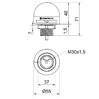 Feu tricolore encastrable fixe buzzer 85dB 10-30Vdc câble 1.45m IP65-Lire la description
