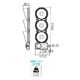 Feu tricolore à Leds SMFR12 LED RAG V24DAC IP65 GRIS-Lire la description