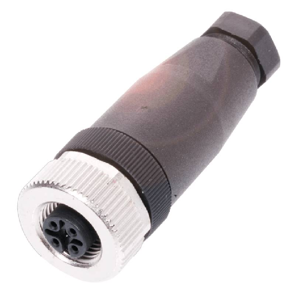 M12A Fem Droit 5p; Bornes à vis (x5) 0.14-0.75mm², Ø4-6mm Pg7-Lire la description