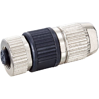 M12A Fem Droit 5p; Bornes guillotines 0.34-0.5mm², Ø4.7-6mm-Lire la description