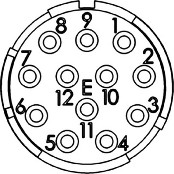 Insert 12p (M23), partie E, contacts femelles à souder-Lire la description