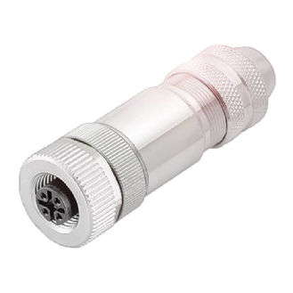 M12D Fem Droit 4p; Bornes à vis (x5) 0.14-0.75mm², Ø5-8mm-Lire la description