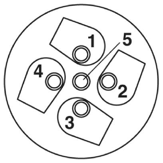 M12A Mâle Droit 5p; Bornes à vis max 0,75mm², Ø2,1-5,2mm Pg11-Lire la description