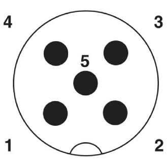 M12A Mâle Droit 5p; Bornes à vis max 0,75mm², Ø2,1-5,2mm Pg11-Lire la description