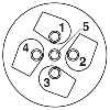 M12A Mâle Droit 5p; Bornes à vis max 0,75mm², Ø2,1-5,2mm Pg11