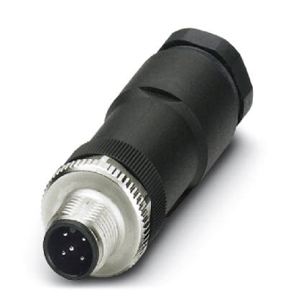 M12A Mâle Droit 5p; Bornes à vis max 0,75mm², Ø2,1-5,2mm Pg11-Lire la description