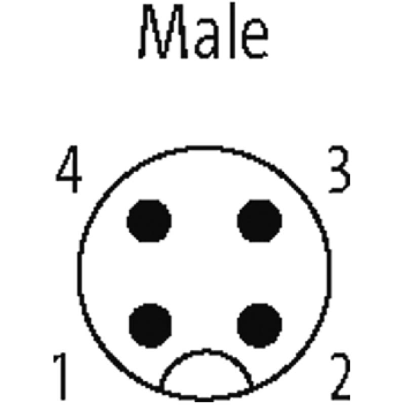 M12A Mâle Droit 4p; Bornes guillotines 0,14-0.34mm² Ø5,5-7,2mm Blindé-Lire la description