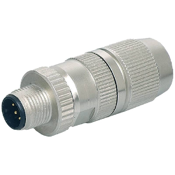 M12A Mâle Droit 4p; Bornes guillotines 0,14-0.34mm² Ø5,5-7,2mm Blindé-Lire la description