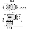 M16 Fem Coudé 12p; Bornes à souder <0,25mm², Ø5-8mm