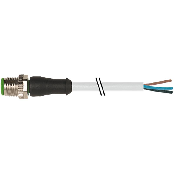 M12A Mâle Droit 4p; Câble PVC 4x0.34 Gris 2m M12A Mâle Droit 4p; Câble PVC 4x0.34 Gris 2m-Lire la description
