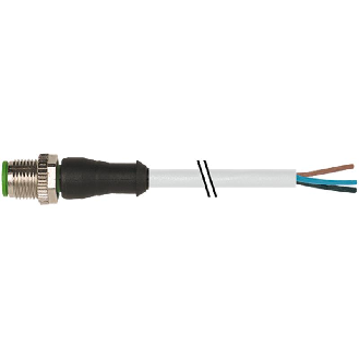 M12A Mâle Droit 4p; Câble PVC 4x0.34 Gris 2m-Lire la description