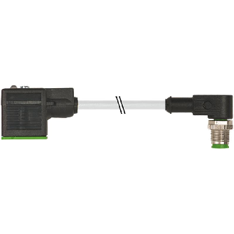 EV Forme A 18mm 24VAC LED+ATP/M12 Mâle Coudé; PVC-JZ 3x0,75 Gris 0,6m-Lire la description