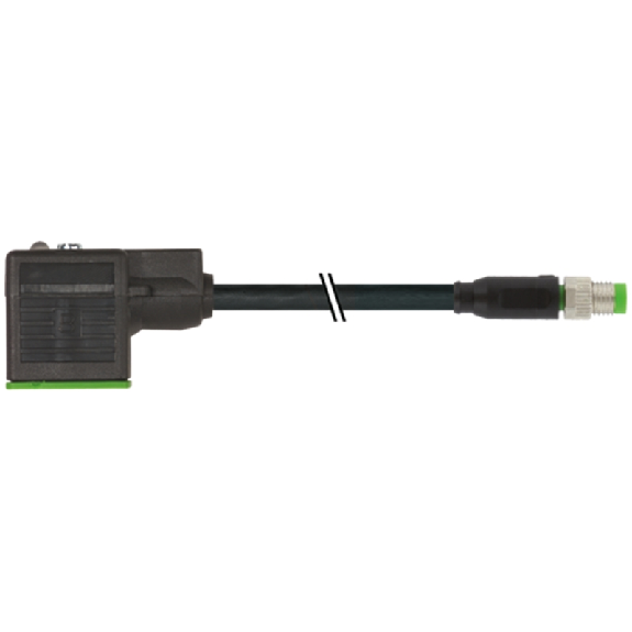 EV Forme B 10mm 24V LED+ATP/M08 Mâle Droit; PUR UL/CSA 3x0.34 Noir 3m-Lire la description