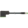 EV Forme B 10mm 24V LED+ATP/M08 Mâle Droit; PUR UL/CSA 3x0.34 Noir 3m