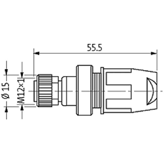 M12A Fem Droit 4p; Bornes guillotines 0.5-1.0mm², sans PE-Lire la description