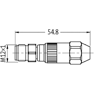 M12A Inox V2A Mâle Droit 4p; Bornes IDC (x4) 0.25-0.5mm², Ø4-5.1mm-Lire la description