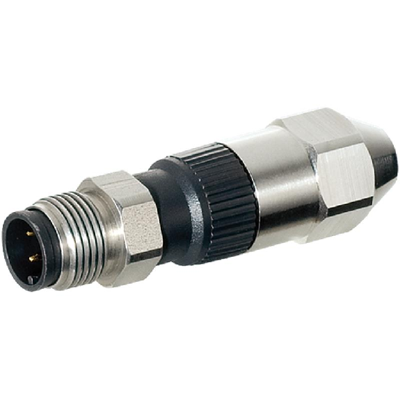 M12A Inox V2A Mâle Droit 4p; Bornes IDC (x4) 0.25-0.5mm², Ø4-5.1mm-Lire la description