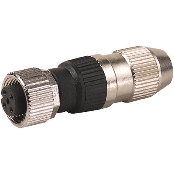 M12A Fem Droit 4p; Bornes guillotines 0.25-0.5mm², Ø6-8mm-Lire la description
