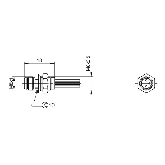 Embase M08 Mâle 3 pôles Fils TPE 3x0,25 0,5m-Lire la description