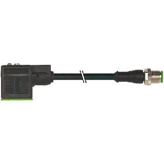 EV Forme A 18mm 24V LED+ATP/M12 Mâle Droit; PUR 3x0,75 Noir 0,6m-Lire la description