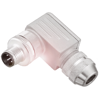 M12B Mâle Coudé 5p; Bornes à vis (x5) 0.14-0.75mm², Ø5-8mm (250V)-Lire la description