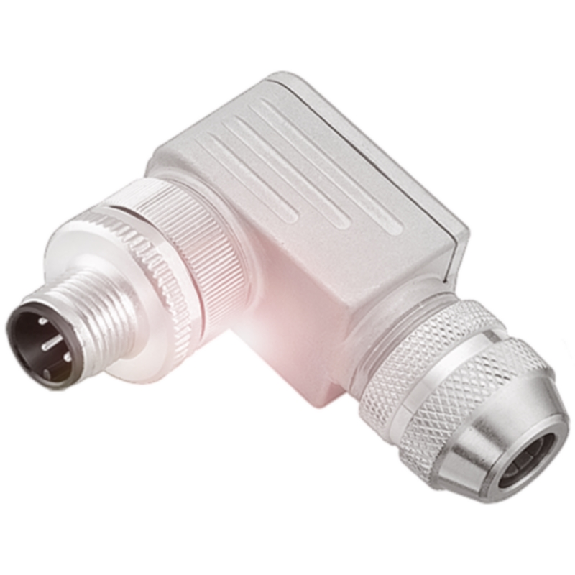 M12B Mâle Coudé 5p; Bornes à vis (x5) 0.14-0.75mm², Ø5-8mm (250V)-Lire la description