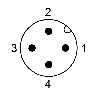 M12A Mâle Coudé 4p; Bornes à vis (x4) 0.14-0.75mm², Ø4-6mm Pg7