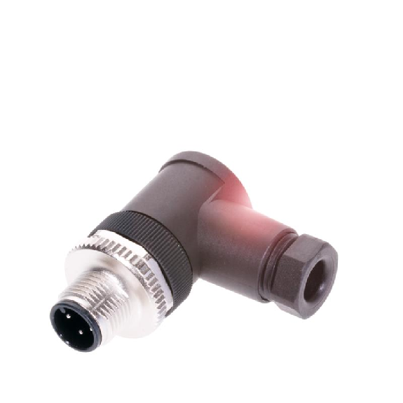 M12A Mâle Coudé 4p; Bornes à vis (x4) 0.14-0.75mm², Ø4-6mm Pg7-Lire la description