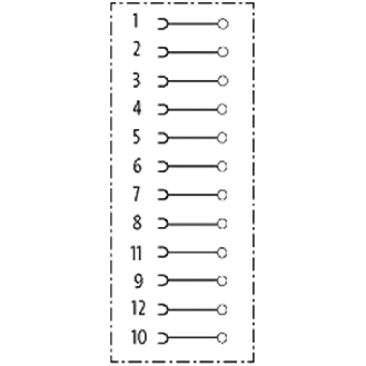 M23 Fem Droit 12p; Bornes à souder <1mm², Ø8-14mm-Lire la description