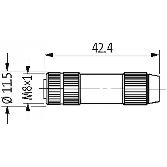 M08A Fem Droit 4p; Bornes guillotines 0.14-0.34mm², Ø2.5-5.1mm-Lire la description