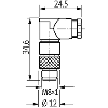M08A Mâle Coudé 3p; Bornes à souder <0.25mm², Ø3.5-5mm