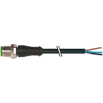 M12A Mâle Droit 4p; Câble PVC UL/CSA 4x0.34 Noir 1m-Lire la description