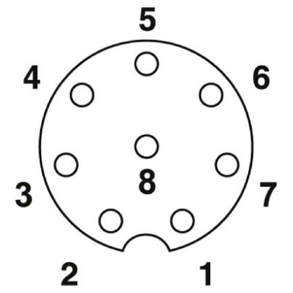 M12A Fem Droit 8p; Bornes autodénudantes, Ø5-9.7mm Blindé-Lire la description
