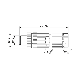 M12A Mâle Droit 5p; Bornes Push-Lock, Ø4-8mm-Lire la description