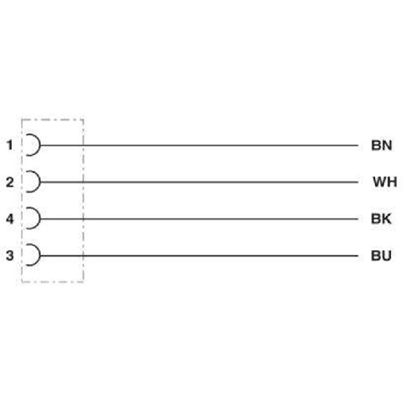 Embase paroi M16x1.5; M12A Fem Droit 4p/4 fils (4x0.34mm²), 0.5m-Lire la description