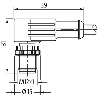 EV Forme BI 11mm 24V LED+ATP/M12 Mâle Coudé; PUR 3x0,75 Noir 0,3m-Lire la description