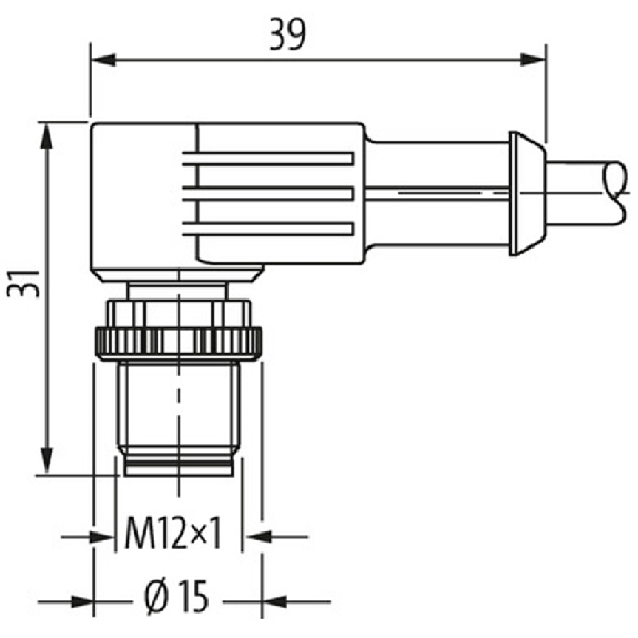 EV Forme BI 11mm 24V LED+ATP/M12 Mâle Coudé; PUR 3x0,75 Noir 0,3m-Lire la description
