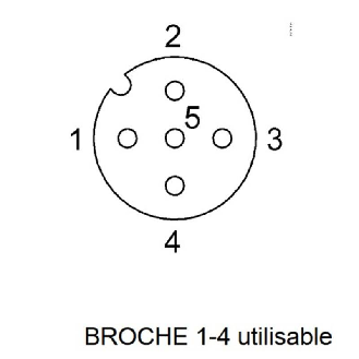 M12A Fem Droit 4p; Bornes guillotines (x4) 0.14-0.34 mm², Ø3.5-6mm-Lire la description