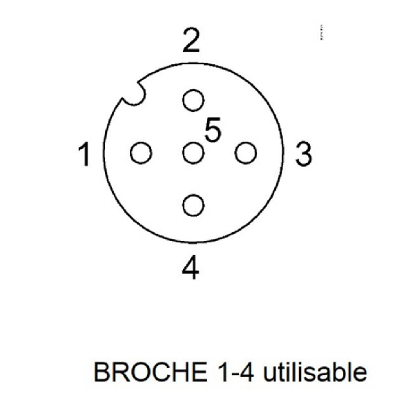 M12A Fem Droit 4p; Bornes guillotines (x4) 0.14-0.34 mm², Ø3.5-6mm-Lire la description