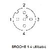 M12A Fem Droit 4p; Bornes guillotines (x4) 0.14-0.34 mm², Ø3.5-6mm