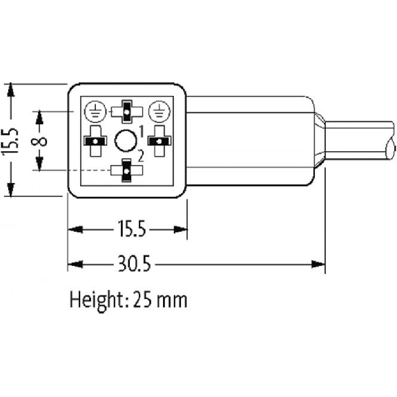 EV Forme C 8mm 24V/M08 Mâle Droit 3p; PUR UL/CSA 3x0.34 Noir 2m-Lire la description