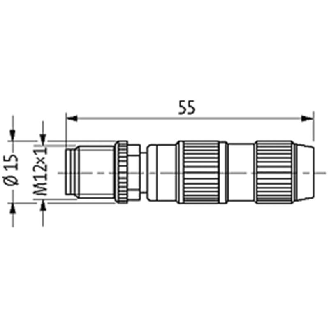 M12A Mâle Droit 3p; Bornes guillotines 0.25-0.5mm², Ø4-5.1mm-Lire la description