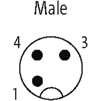 M12A Mâle Droit 3p; Bornes guillotines 0.25-0.5mm², Ø4-5.1mm-Lire la description